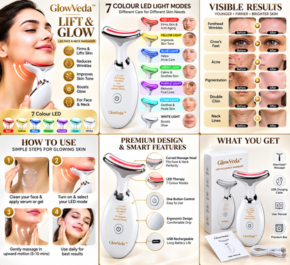 GlowVeda™ LED Face & Neck Massager – Your At-Home Beauty Ritual