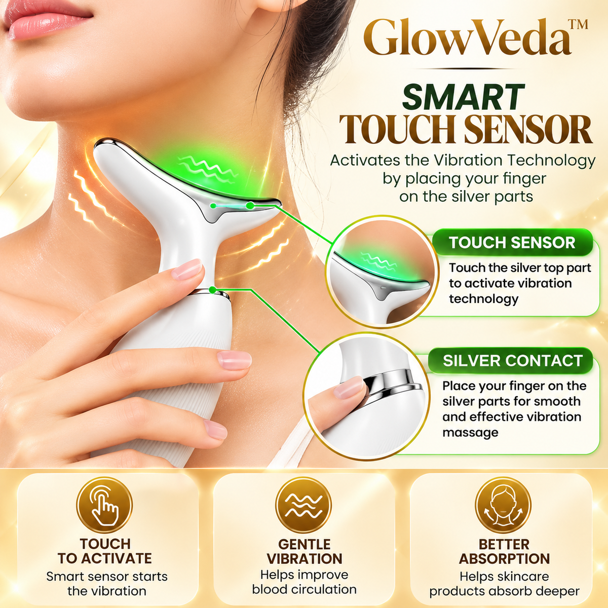 GlowVeda™ LED Face & Neck Massager – Your At-Home Beauty Ritual